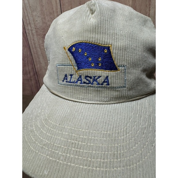 Vintage Alaska Flag Corduroy OFF-White Cap Hat Snapback ACE ULTRA RARE - Picture 2 of 8
